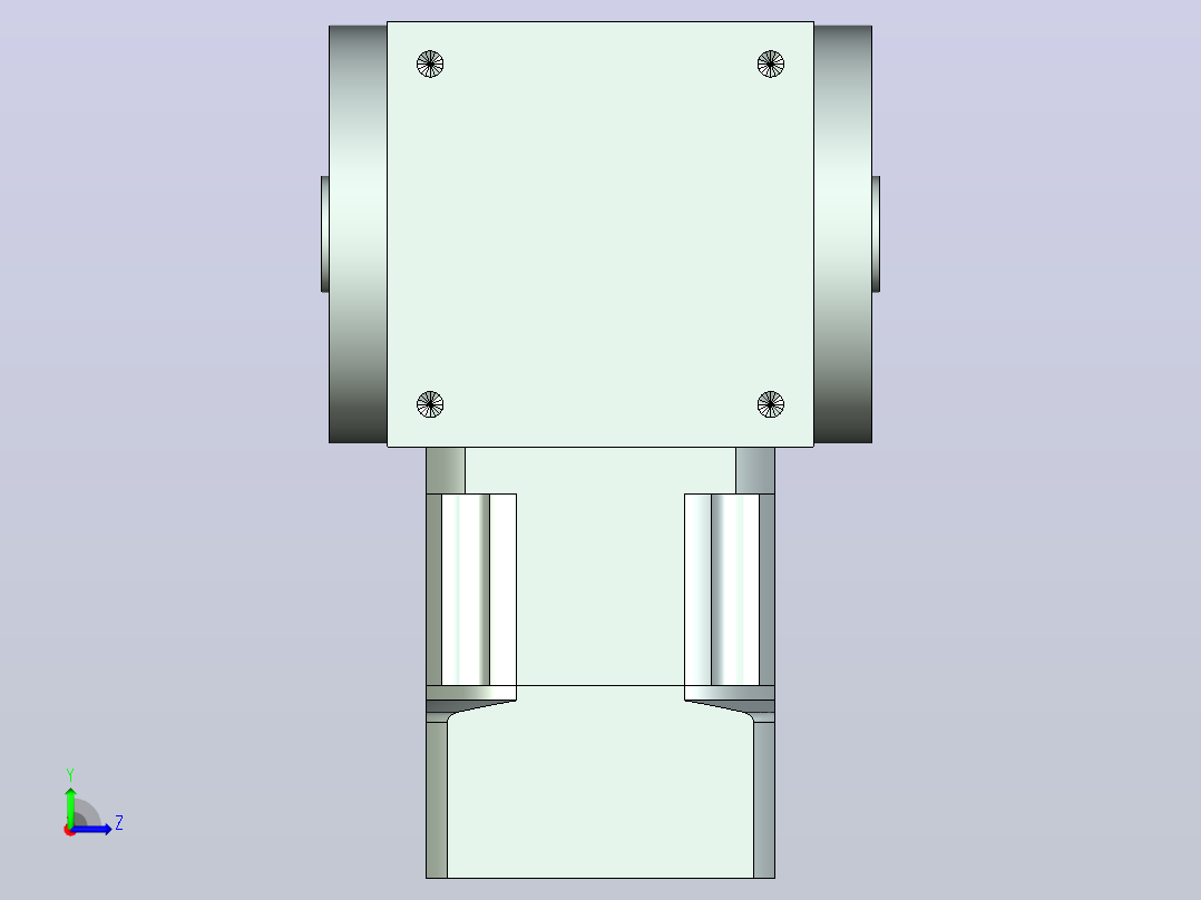 22PW110双孔 PLX90-L1 19-70-90-M6 PW110转向器 直径22双孔输出 带90直齿行星减速机左视图