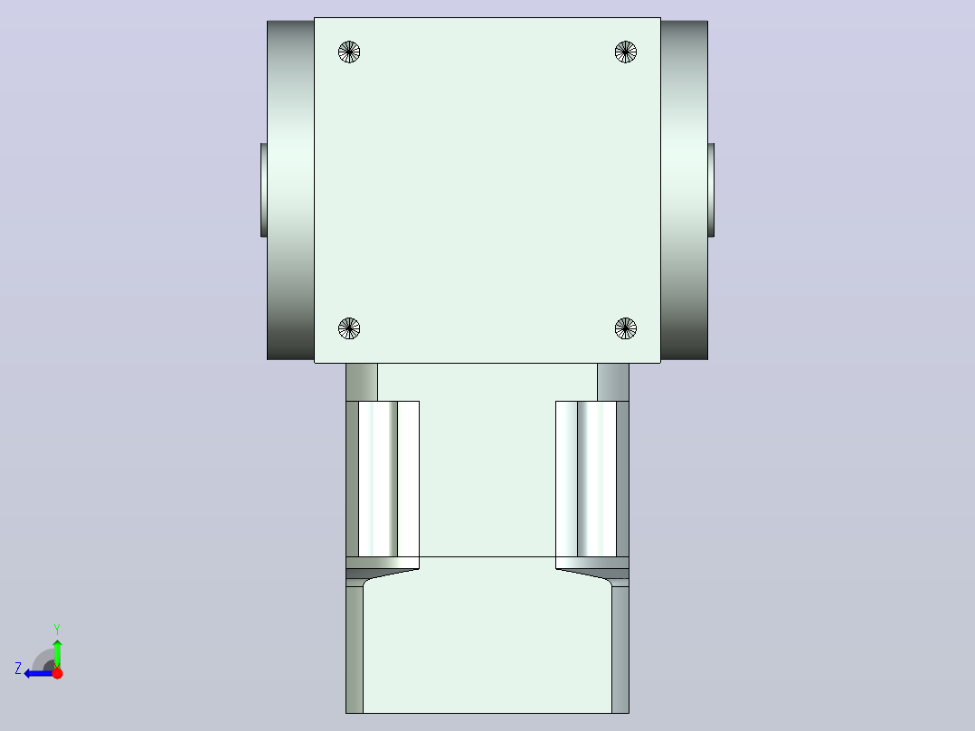 22PW110双孔 PLX90-L1 19-70-90-M6 PW110转向器 直径22双孔输出 带90直齿行星减速机右视图