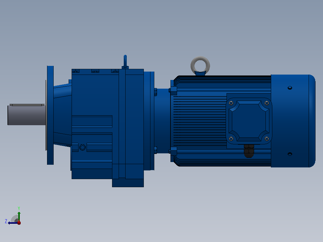 RF107法兰轴伸式安装斜齿轮减速机RF107-Y11-4P-160M-M1-0°-Φ350右视图