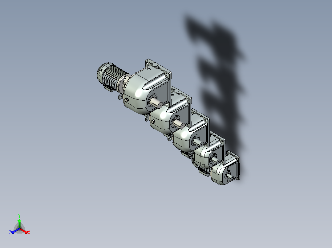 Dp 1.5kW系列斜齿轮减速器三菱电机正等轴测图
