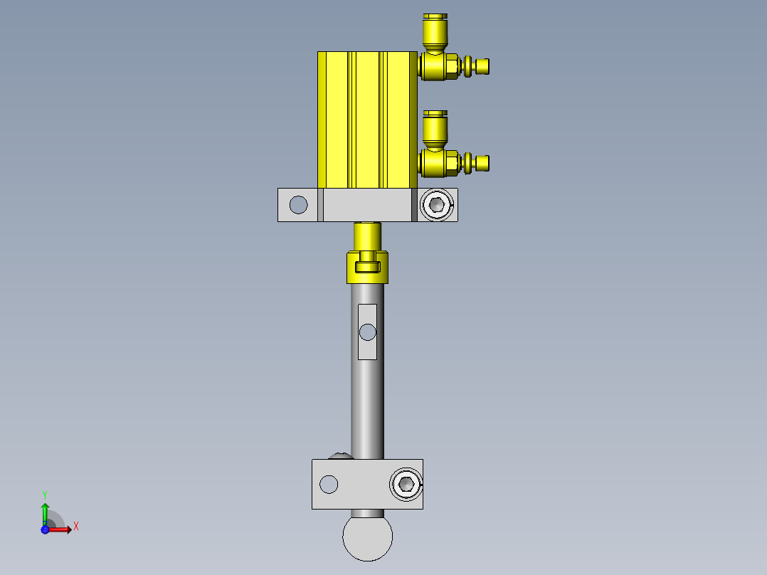 同时夹持2个工件的机械手前视图