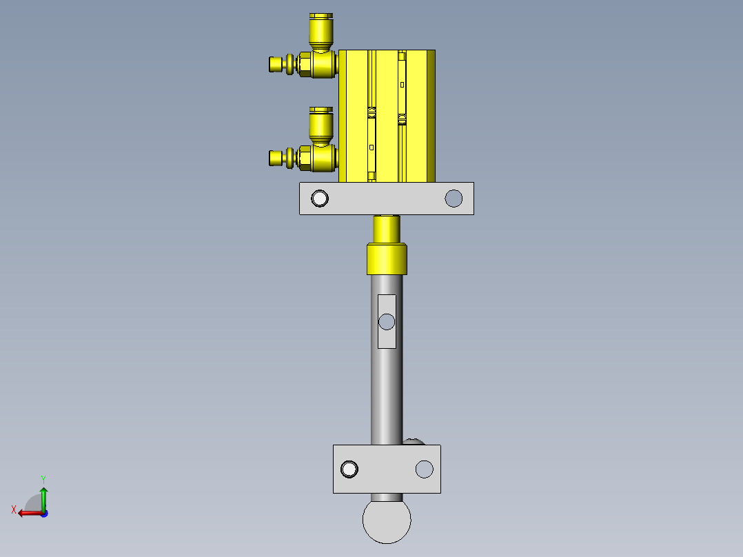 同时夹持2个工件的机械手后视图