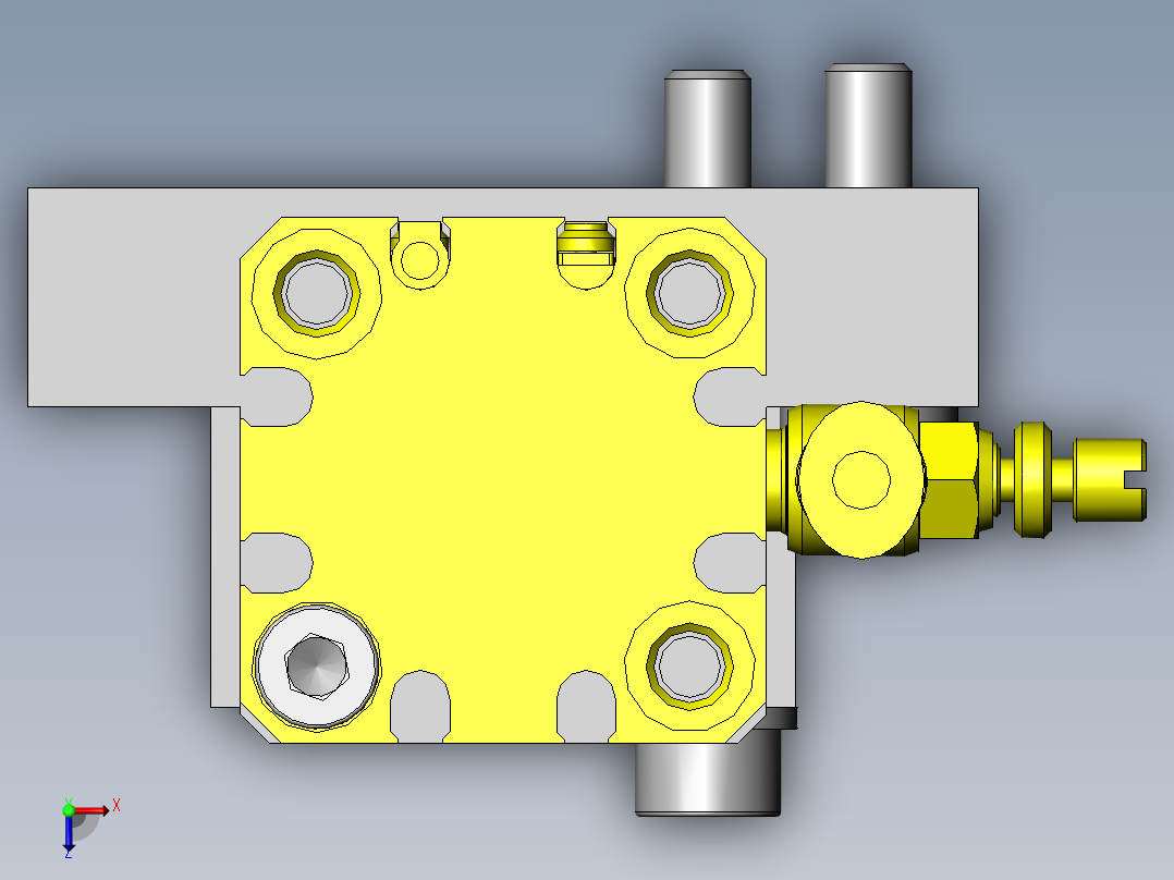 同时夹持2个工件的机械手俯视图