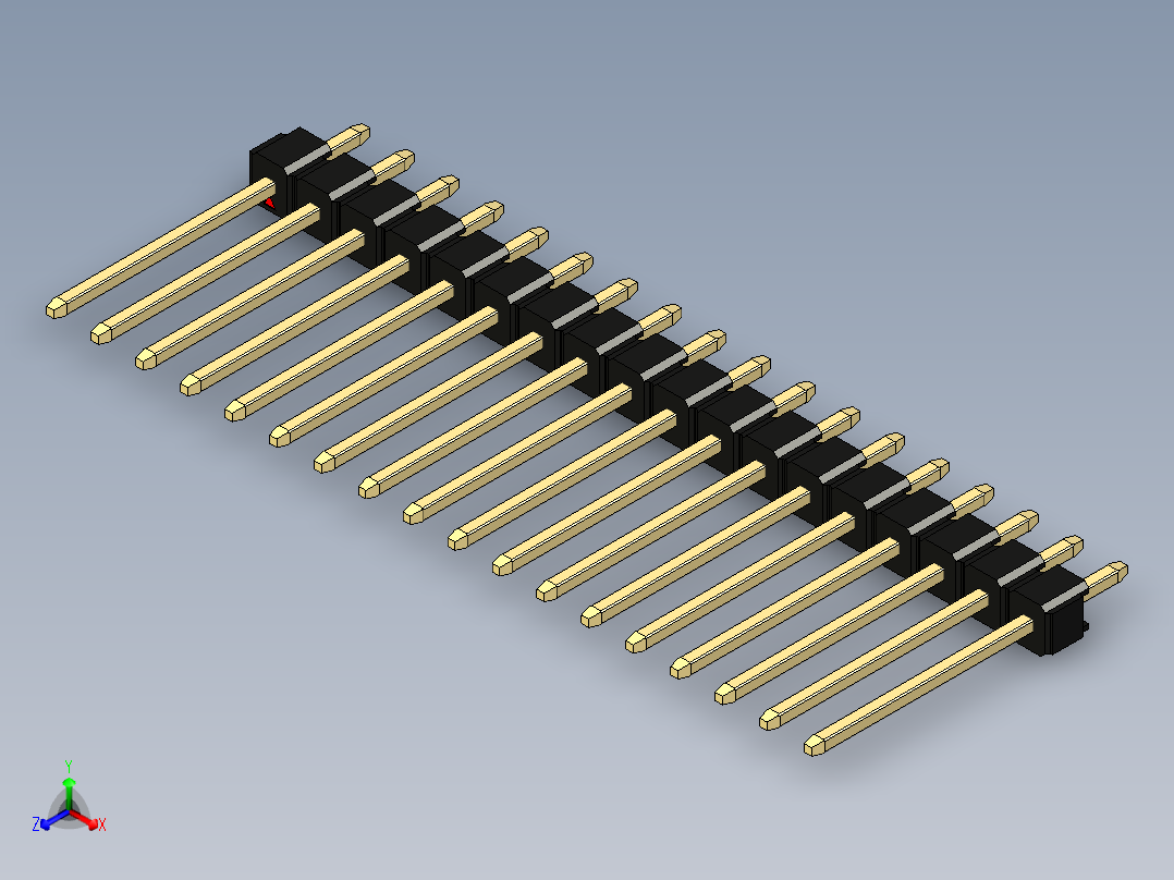 彩色公头100mil（2.54mm）系列-DS1021_black_1x18p_100mil_Type5_rev1.0主视图