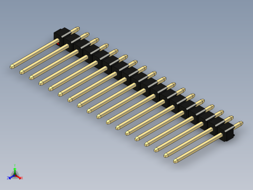 彩色公头100mil（2.54mm）系列-DS1021_black_1x18p_100mil_Type5_rev1.0正等轴测缩略图