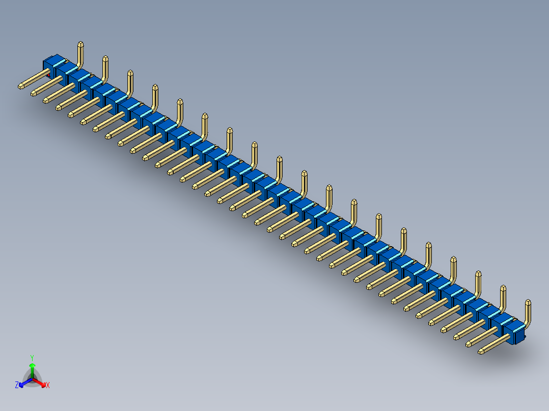 彩色公排针 100mil 2.54mm 系列-DS1022_blue_38p_100mil_Type_SMT_R2_rev1.0主视图