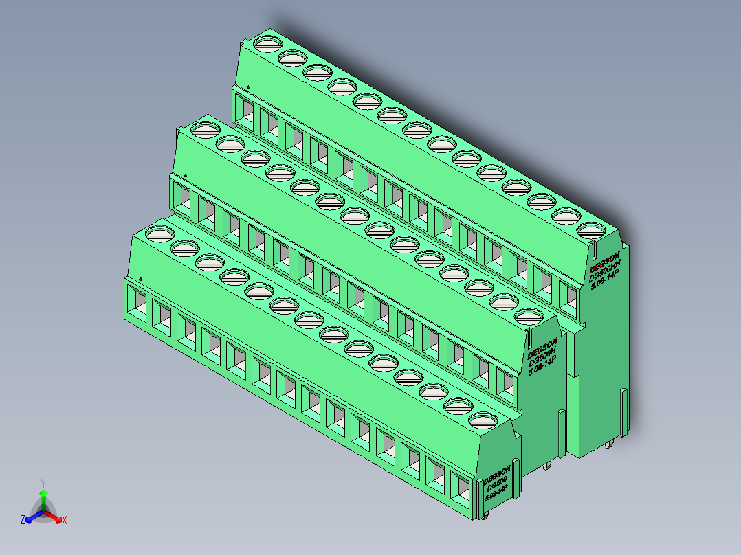 DEGSON DG500 系列 5.05.087.62mm 接线端子-DG500A3-5.08-42P-14-00AH主视图