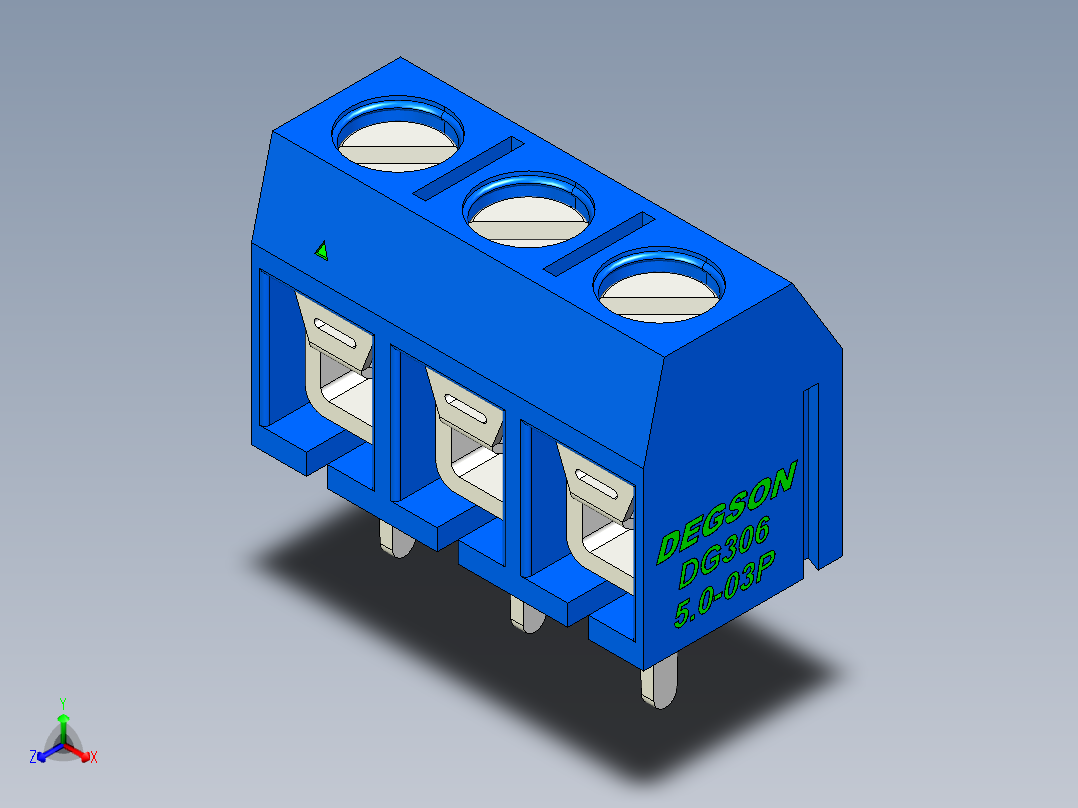 DEGSON DG306 系列 5.0 接线端子-DG306-5.0-03P-12-00AH正等轴测图