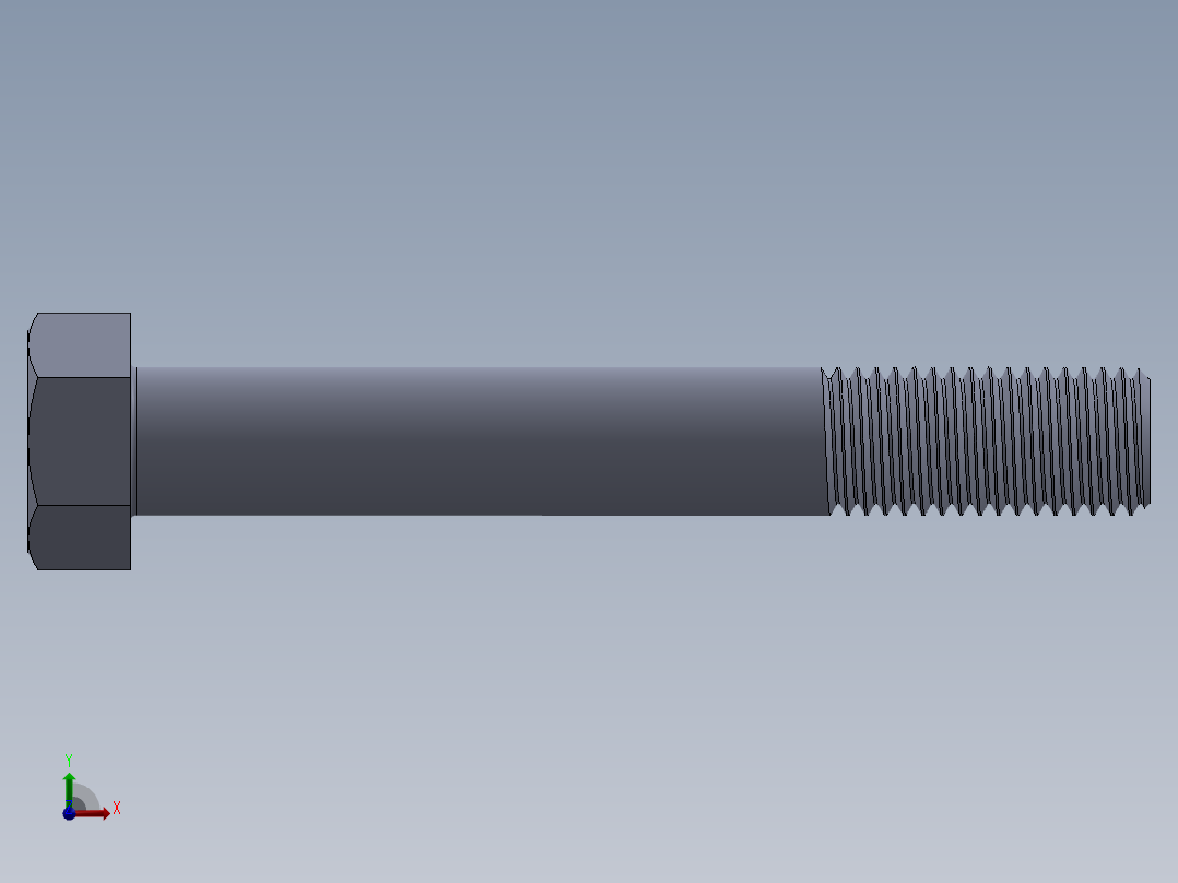 UNC 六角螺栓-Hex Bolt 0.875-9 x 6.SLDPRT前视图