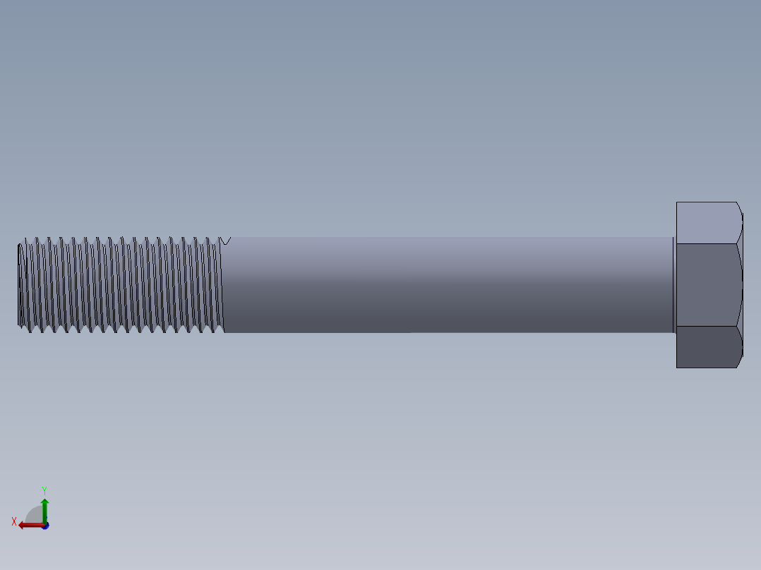 UNC 六角螺栓-Hex Bolt 0.875-9 x 6.SLDPRT后视图
