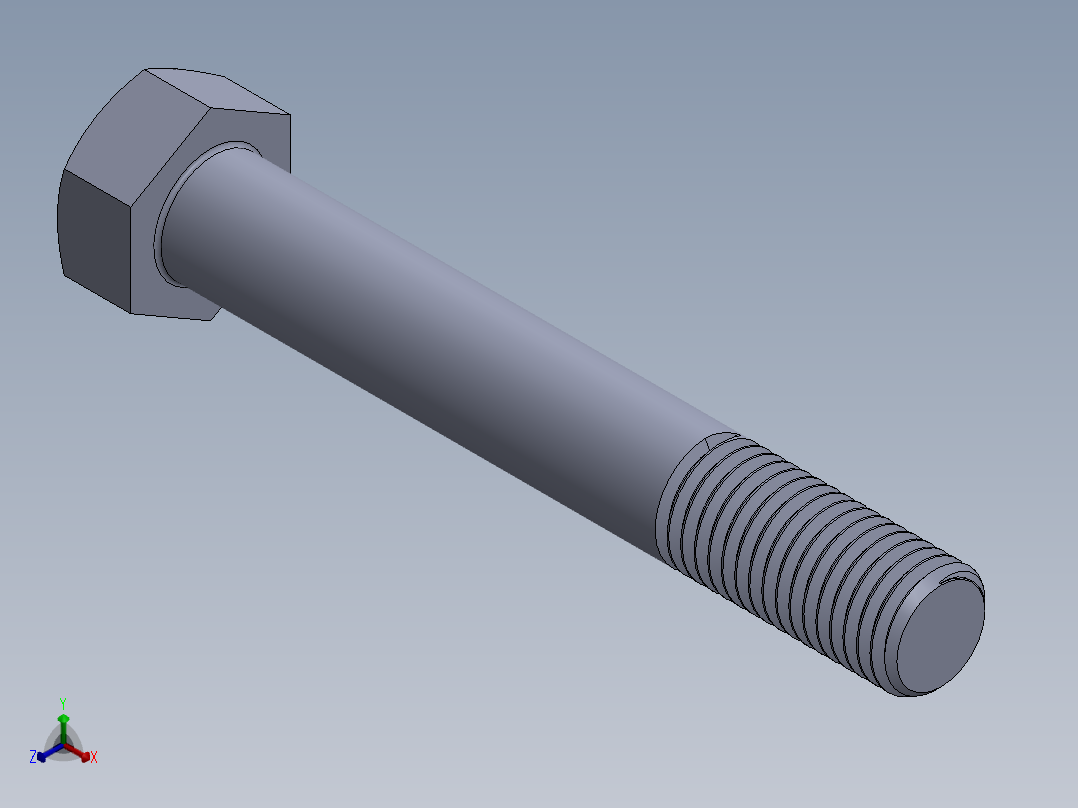 UNC 六角螺栓-Hex Bolt 0.875-9 x 6.SLDPRT正等轴测图