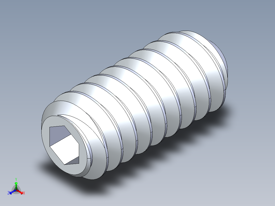 UNC 平头紧定螺钉-UNC SET SCREW 4-40 x 0.250.STEP正等轴测图