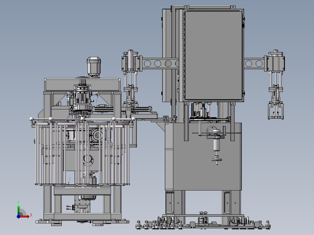 双转塔式非标组装机3D图前视图