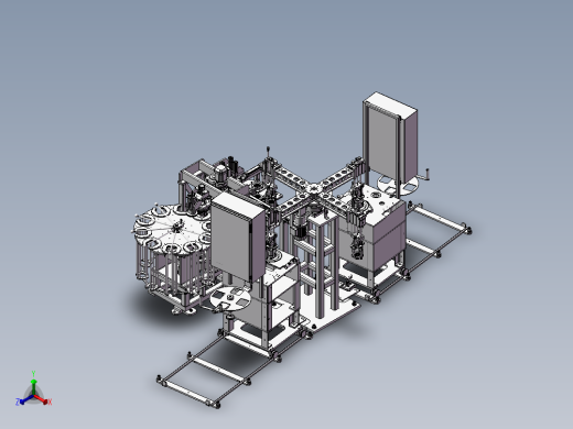 双转塔式非标组装机3D图正等轴测缩略图