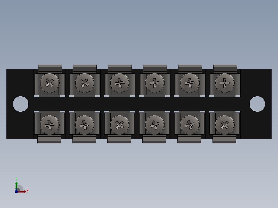 通用15a 6端子M3接线板前视图