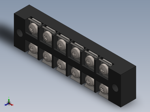 通用15a 6端子M3接线板正等轴测缩略图
