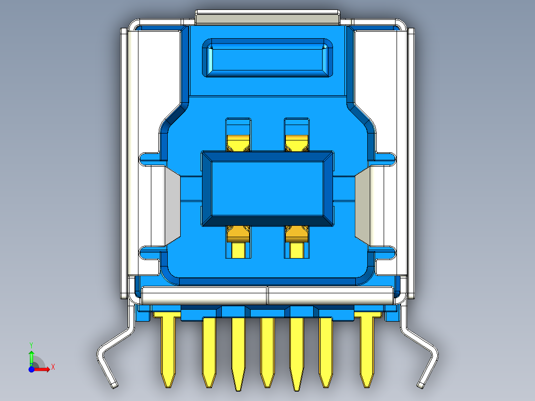 USB3.0 typeB MOLEX端口USB B型接口前视图