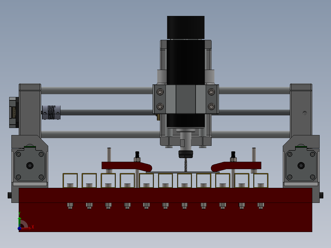 cnc-608桌面数控车床3D数模图纸 Solidworks设计前视图