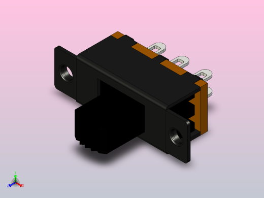 15.5 x 7.2 x 7.2毫米(19毫米安装孔对孔)滑动开关正等轴测缩略图
