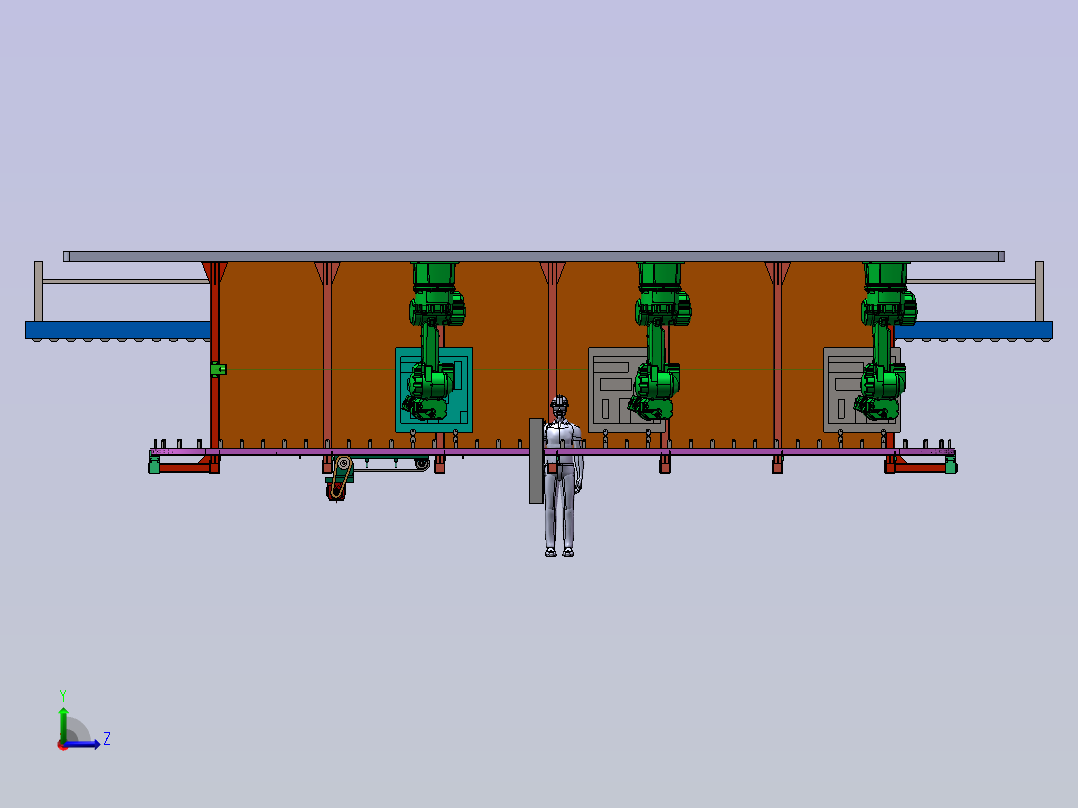 运输链产品的机械手喷涂模拟左视图