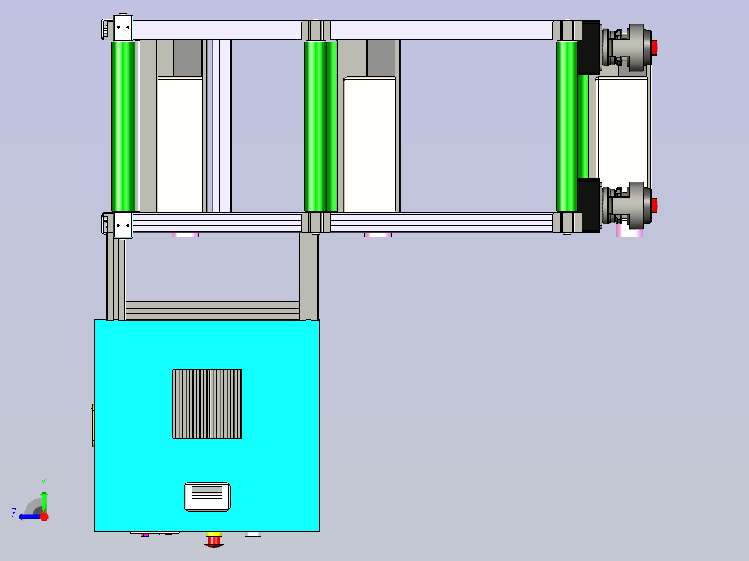三层倍速皮带输送线设计右视图