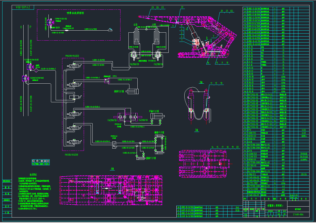 ZY4000／10／23掩护式液压支架图纸CAD+说明书