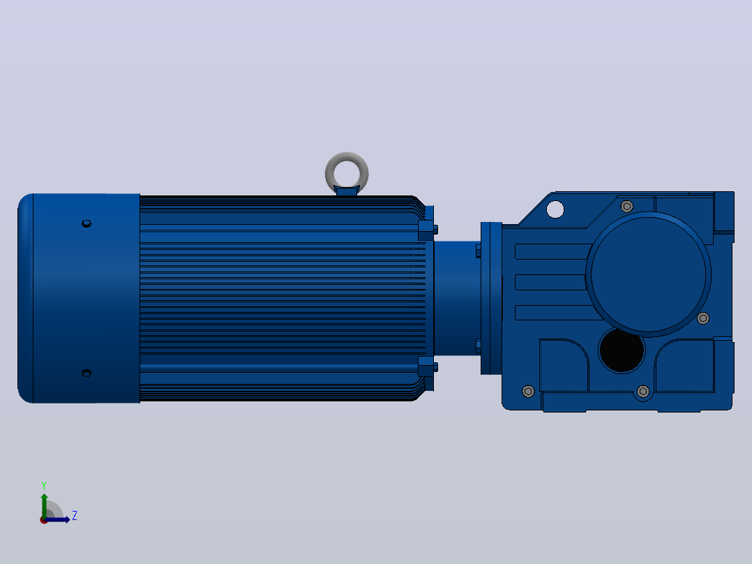 K77底脚轴伸式安装螺旋锥齿轮减速机K77-YVE7.5-4P-29.27-M1-0°-A左视图