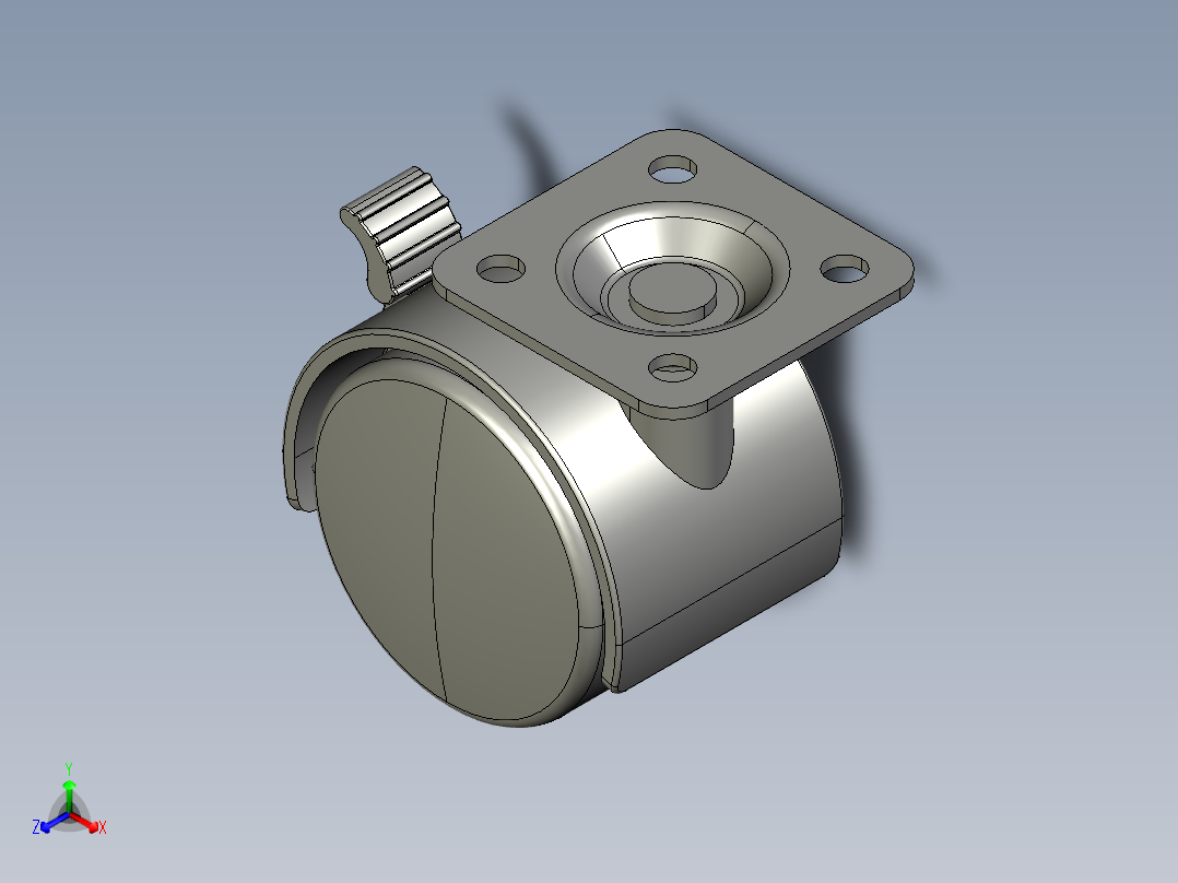 箱体带刹滚轮正等轴测图