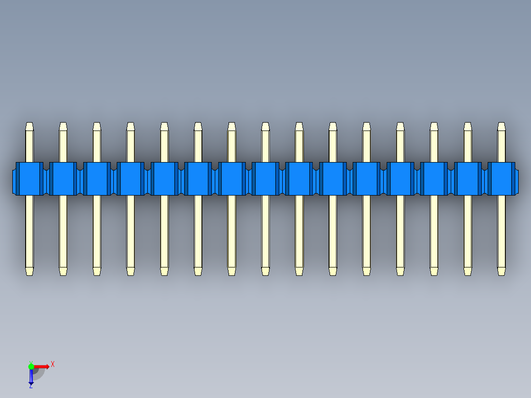 彩色公头100mil（2.54mm）系列-DS1021_blue_1x15p_100mil_Type1_rev1.0俯视图