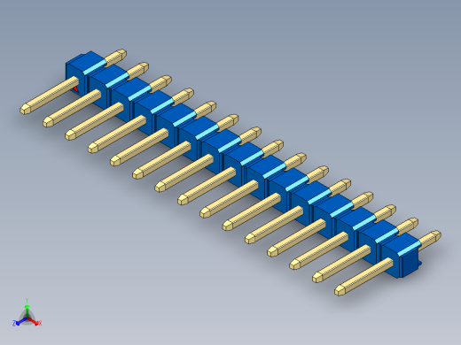 彩色公头100mil（2.54mm）系列-DS1021_blue_1x15p_100mil_Type1_rev1.0正等轴测缩略图