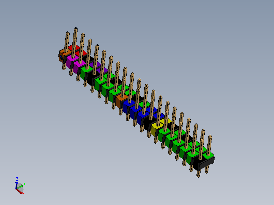 彩色公头100mil（2.54mm）系列-DS1021-100mil(2.54mm)-ForRaspberryPi_Arduino-colored-REV1.0 主视图