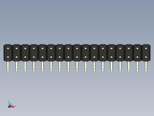 彩色公排针 100mil 2.54mm 系列-DS1022_black_2x17p_100mil_TypeD_rev1.0前视缩略图