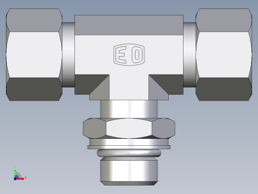 卡套式工业通用硬管接头EO_Adjustable_locknut_branch_tee_TEE12ZLMORCF前视缩略图