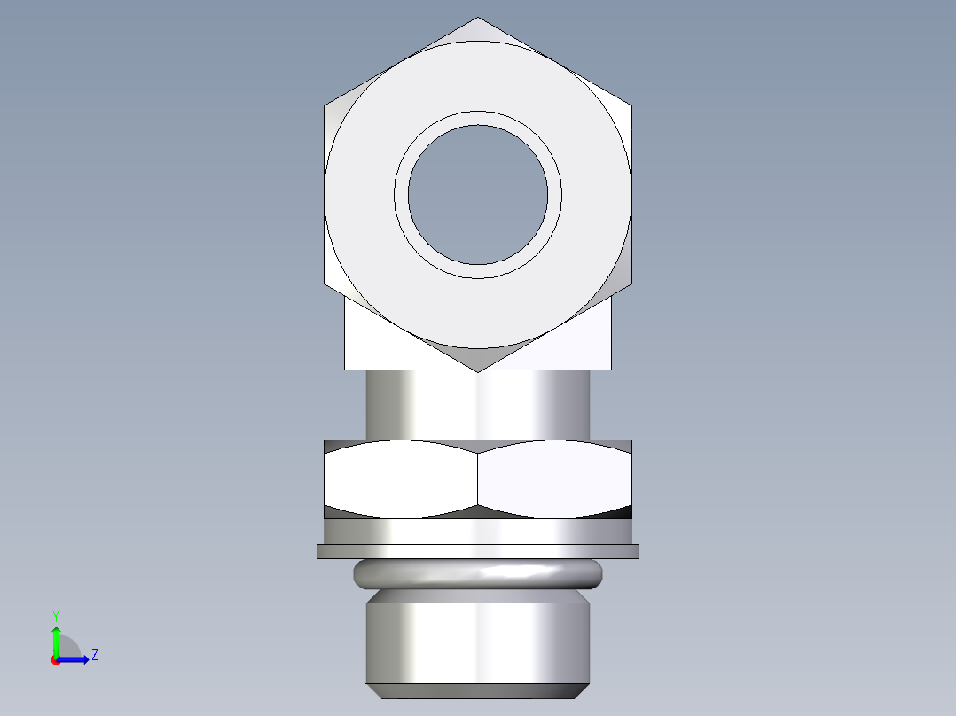 卡套式工业通用硬管接头EO_Adjustable_locknut_branch_tee_TEE12ZLMORCF左视图