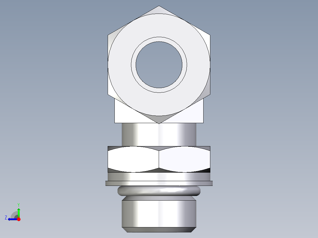 卡套式工业通用硬管接头EO_Adjustable_locknut_branch_tee_TEE12ZLMORCF右视图