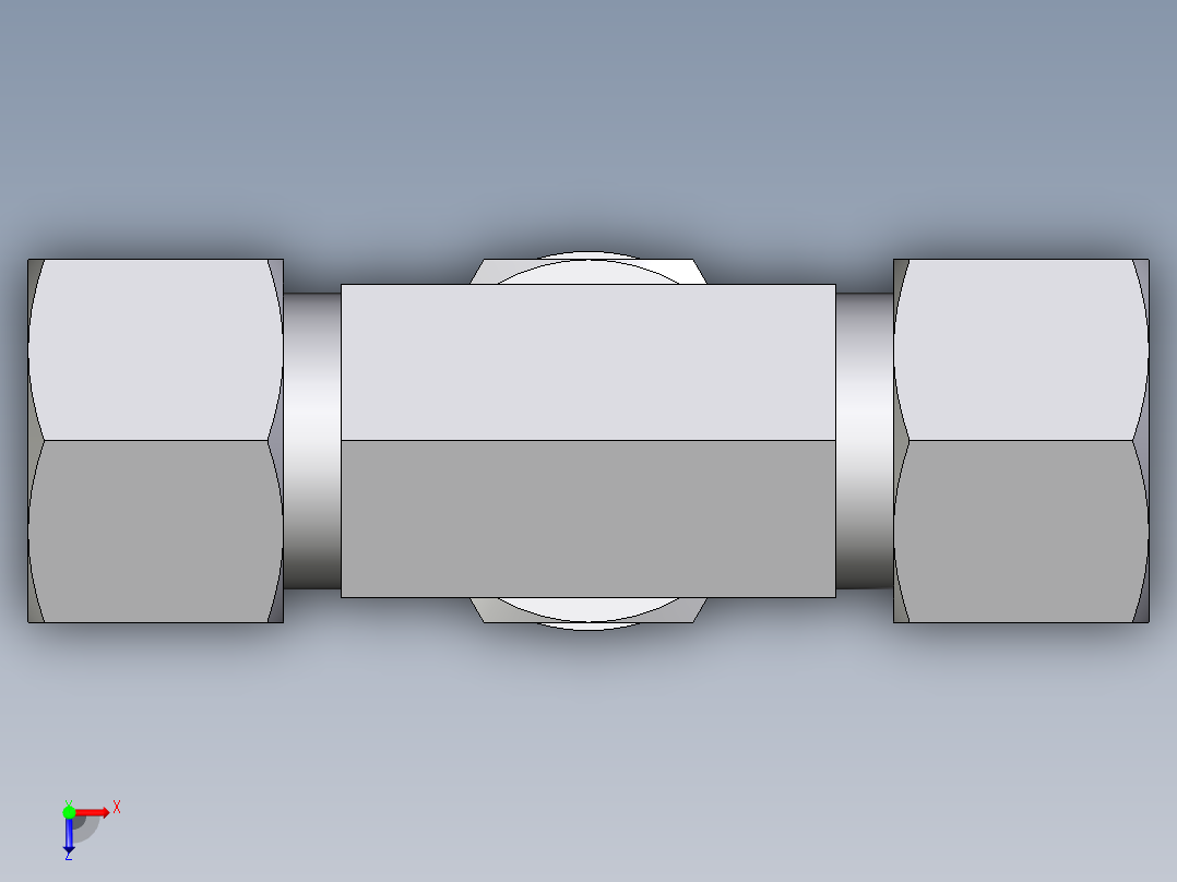 卡套式工业通用硬管接头EO_Adjustable_locknut_branch_tee_TEE12ZLMORCF俯视图
