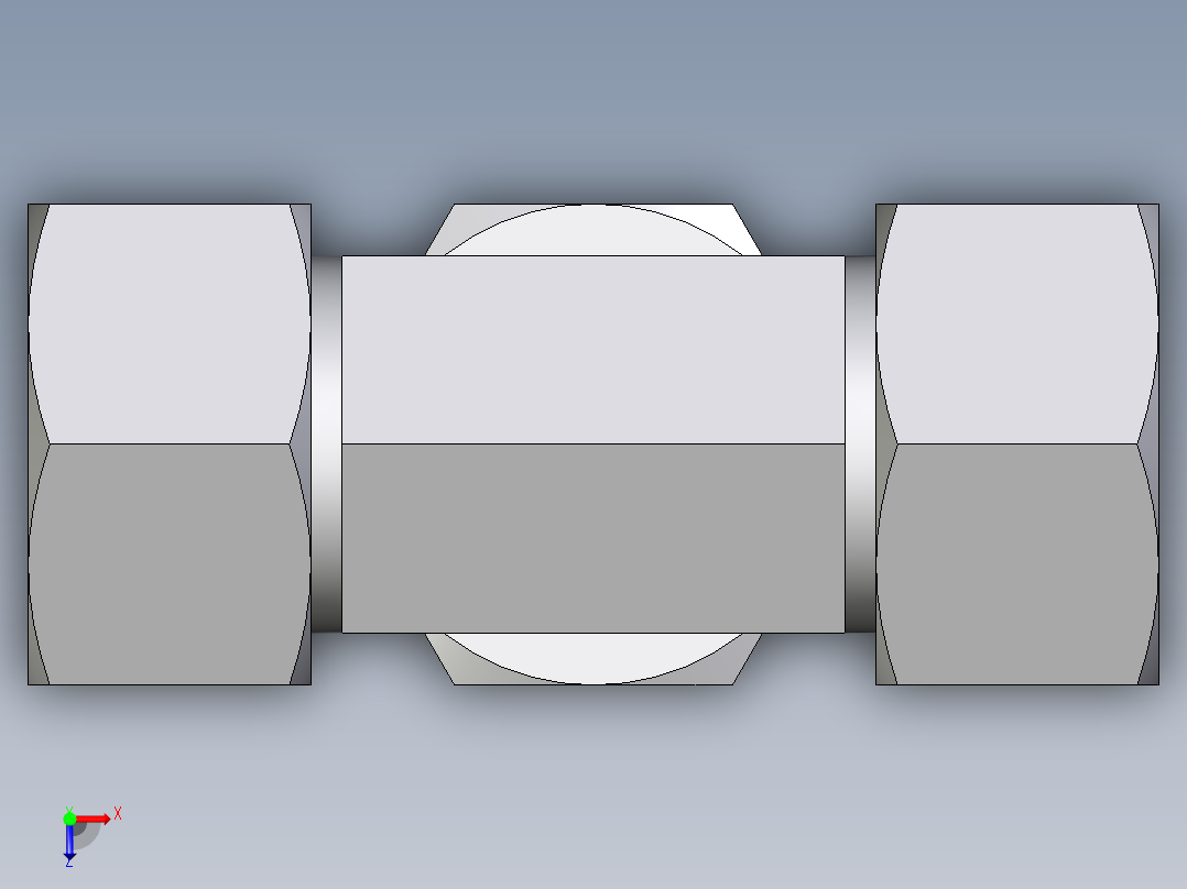 卡套式工业通用硬管接头EO_Union_tee_T25ZSCF俯视图