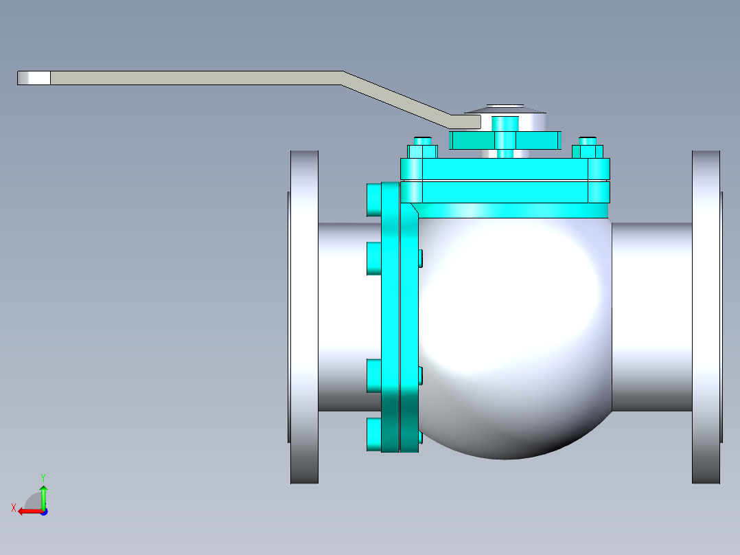 管道手动球阀-水管开关阀-手动阀门法兰连接球阀[125]后视图