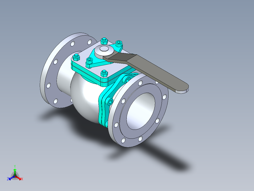 管道手动球阀-水管开关阀-手动阀门法兰连接球阀[125]正等轴测图