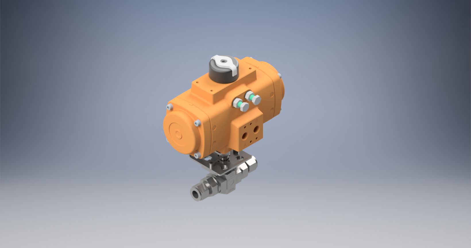 2通球阀，Parker B系列，带EL-O-Matic F0040M气动执行机构，弹簧复位