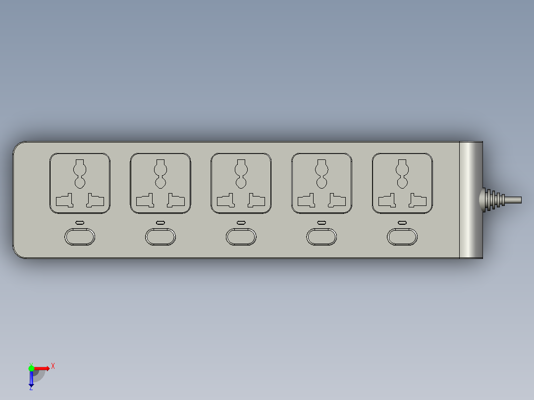 插座插排电排插牌多孔插板开关插座俯视图