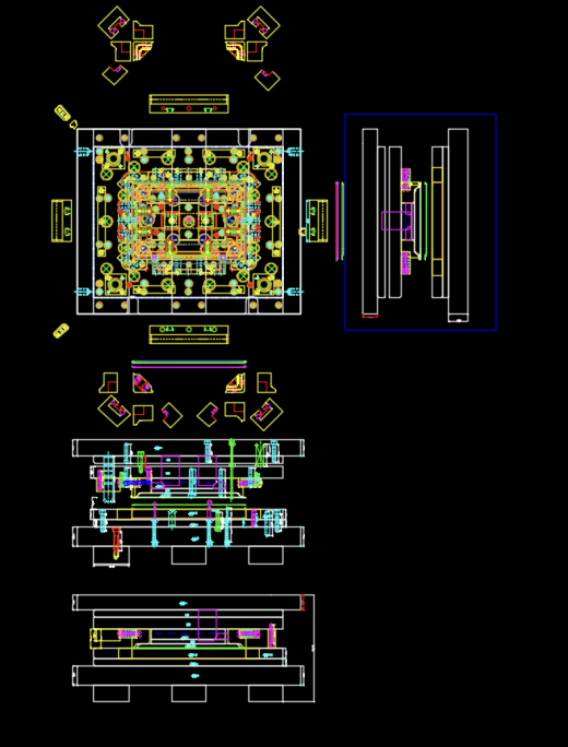 显示器屏幕外壳侧切模具图缩略图