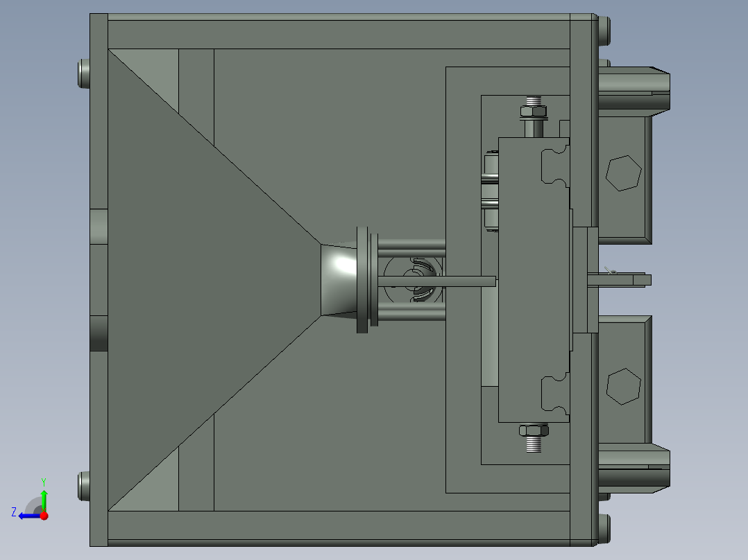观赏鱼自动投食器装配图三维+装配图右视图