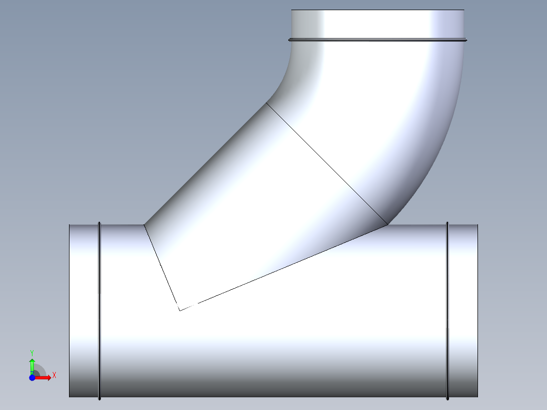 B3004484-管道三通- Y形管和罩前视图