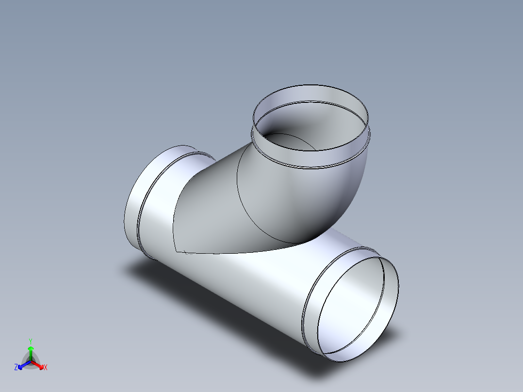 B3004484-管道三通- Y形管和罩正等轴测图