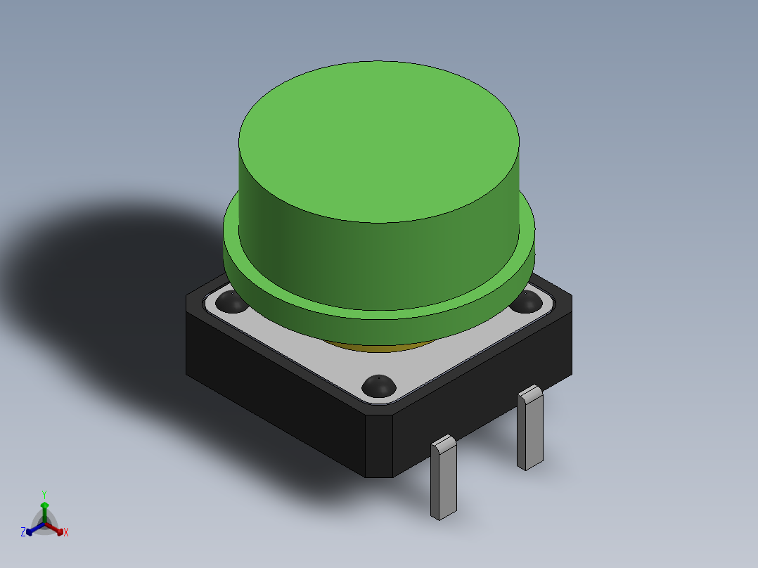 触觉按钮b3f 405 12x12x7 3mm带盖11正等轴测图