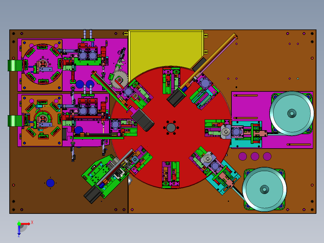 圆盘式晶体锁散热片组装机（螺母锁螺丝组装设备）俯视图