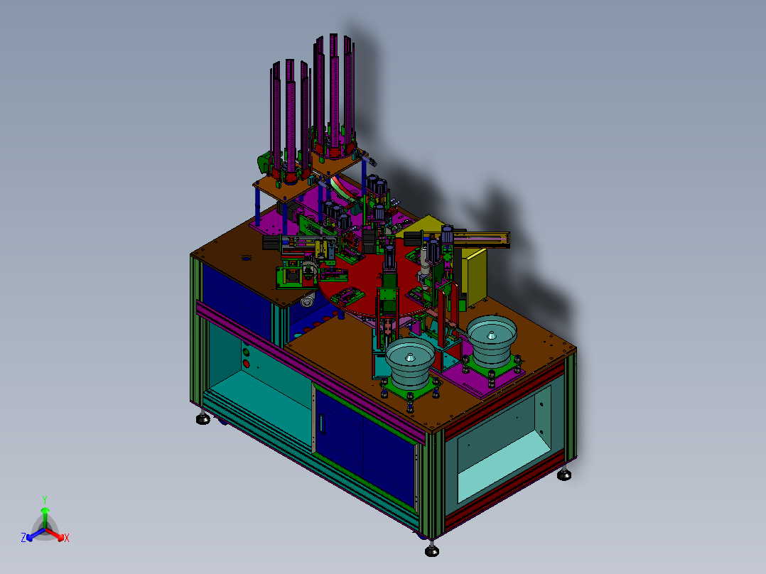 圆盘式晶体锁散热片组装机（螺母锁螺丝组装设备）正等轴测图