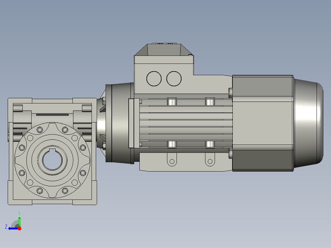 蜗轮蜗杆减速机NMRV0501571B14B3YVF2-037-4P0107右视图