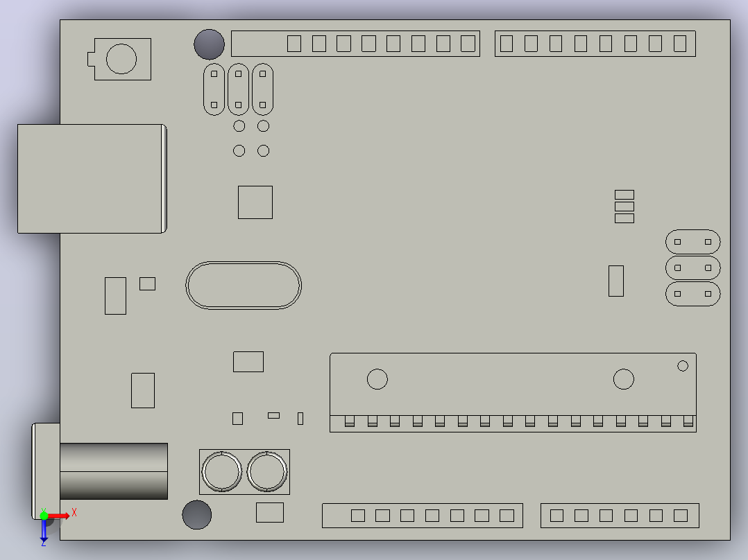 Arduino uno微处理器俯视图